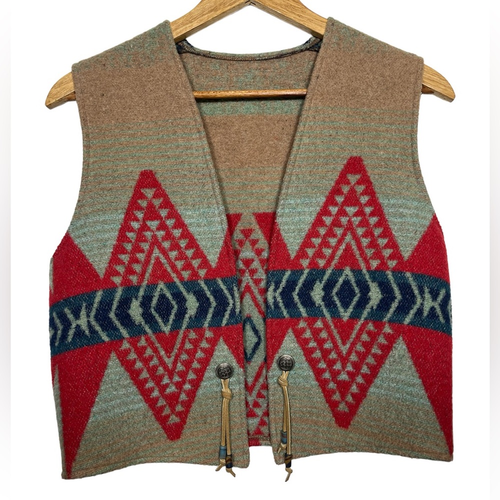 Vintage Red and Tan Geometric Vest